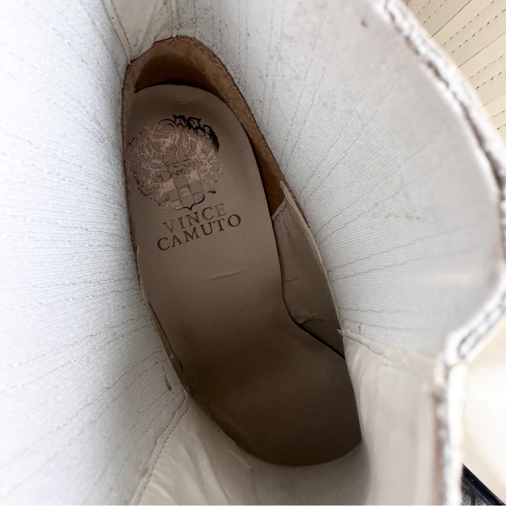 Vince Camuto White Western Ankle Boots with Black Heel - Picture 9 of 11